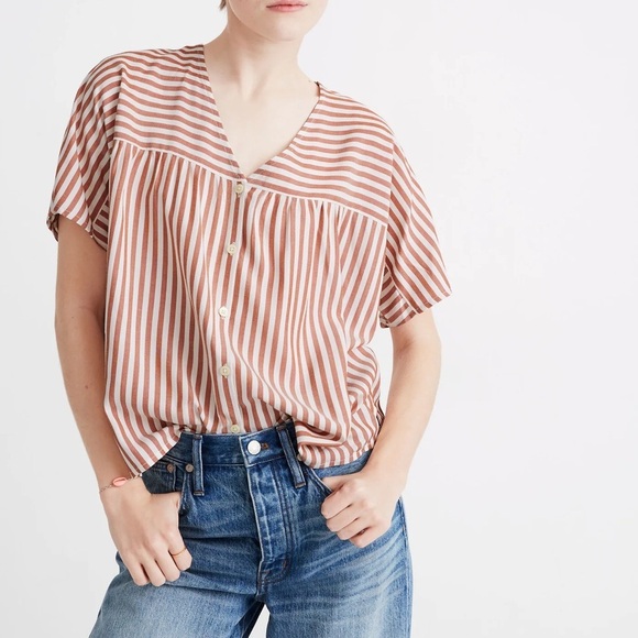 Madewell Tops - Madewell Brown Striped Button Down Shirt
